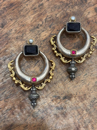 Vintage Dark Stone Chandbali