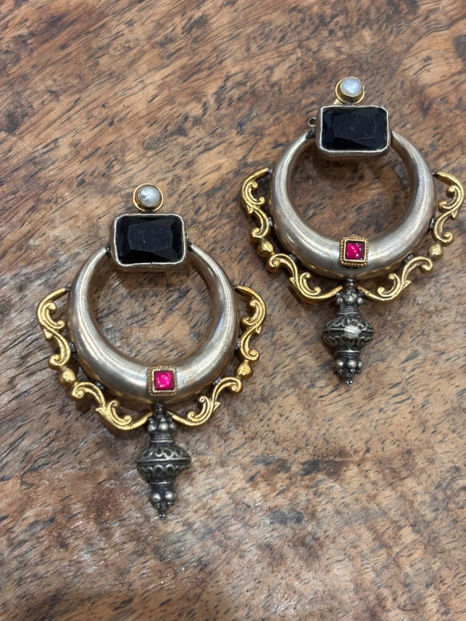 Vintage Dark Stone Chandbali