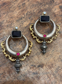 Vintage Dark Stone Chandbali