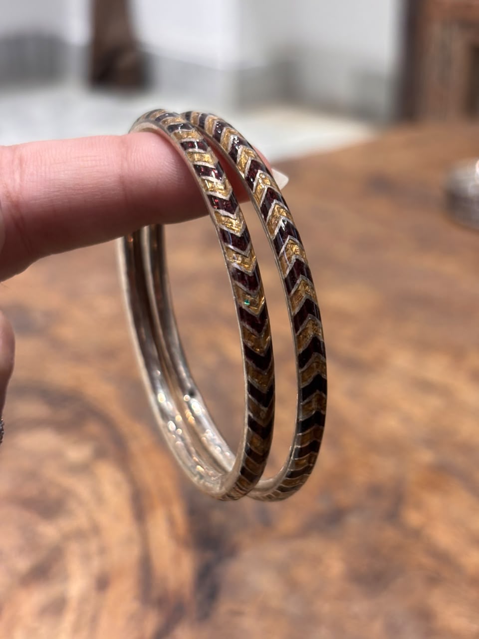 Vintage Brown Spike Meena Bangle