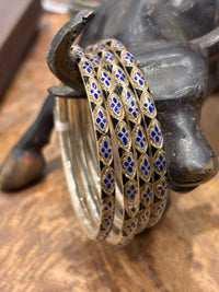 Vintage Blue Flower Meena Bangle